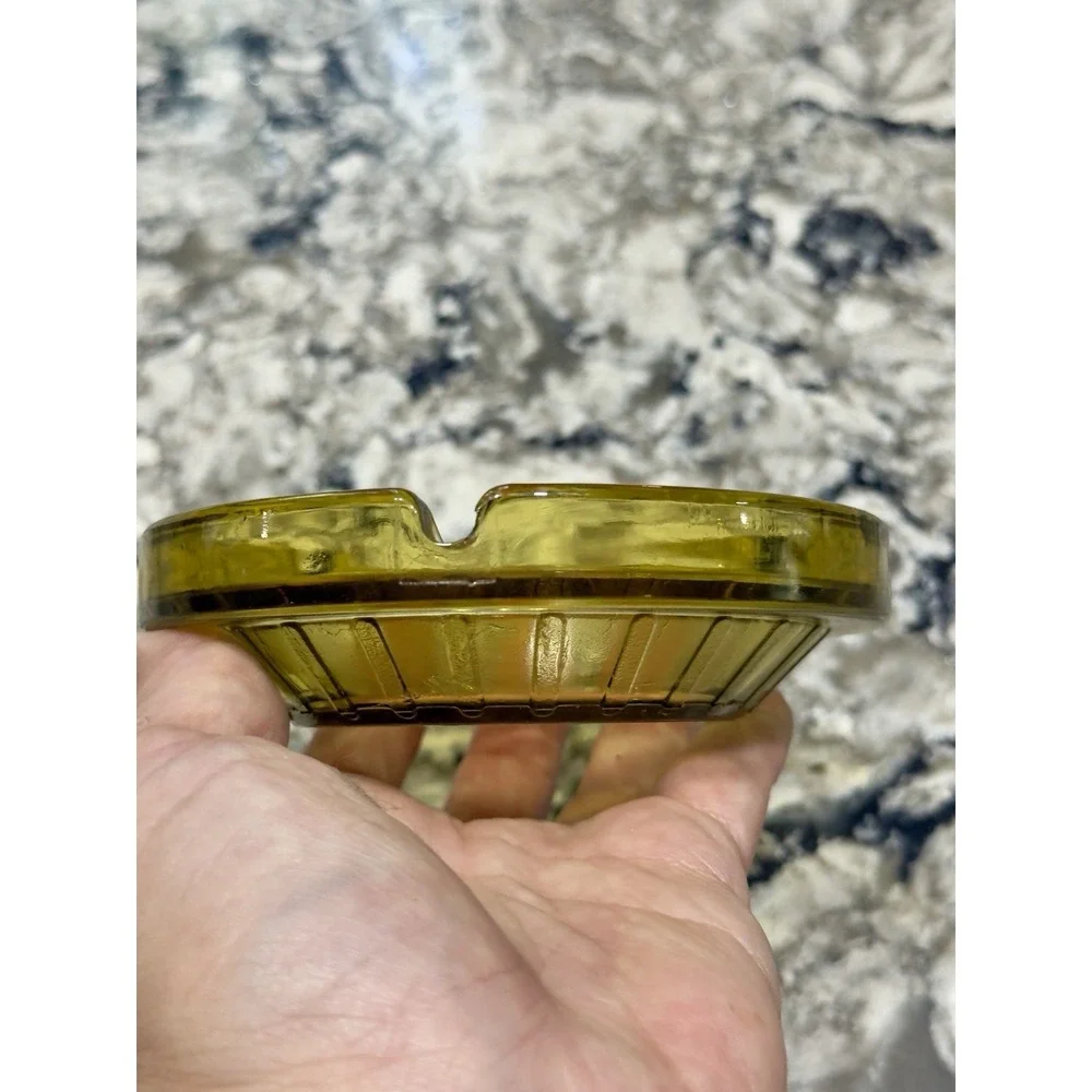 Vintage Amber Glass Round Ashtray 4.5